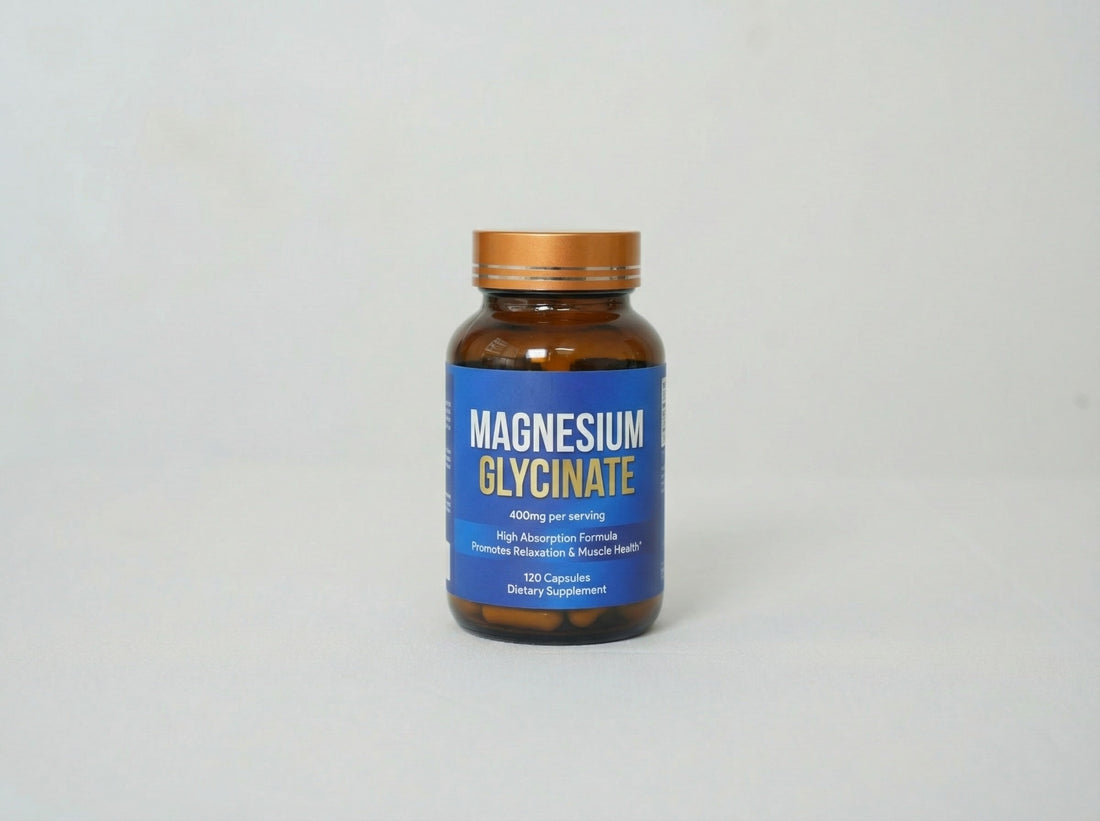 Bottle of Magnesium Glycinate Supplement